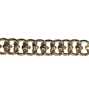 Vintage Chain Link Bangle Bracelet Gold Tone Fold Over Clasp